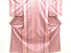 縞模様織出し手織り紬着物